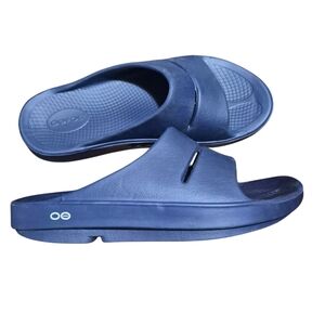 OOFOS Men's Navy Recovery Slide Sandals
